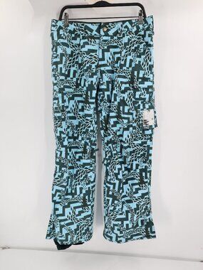 Burton Blue & Black Geometric Print Boot-Cut Snow Pants